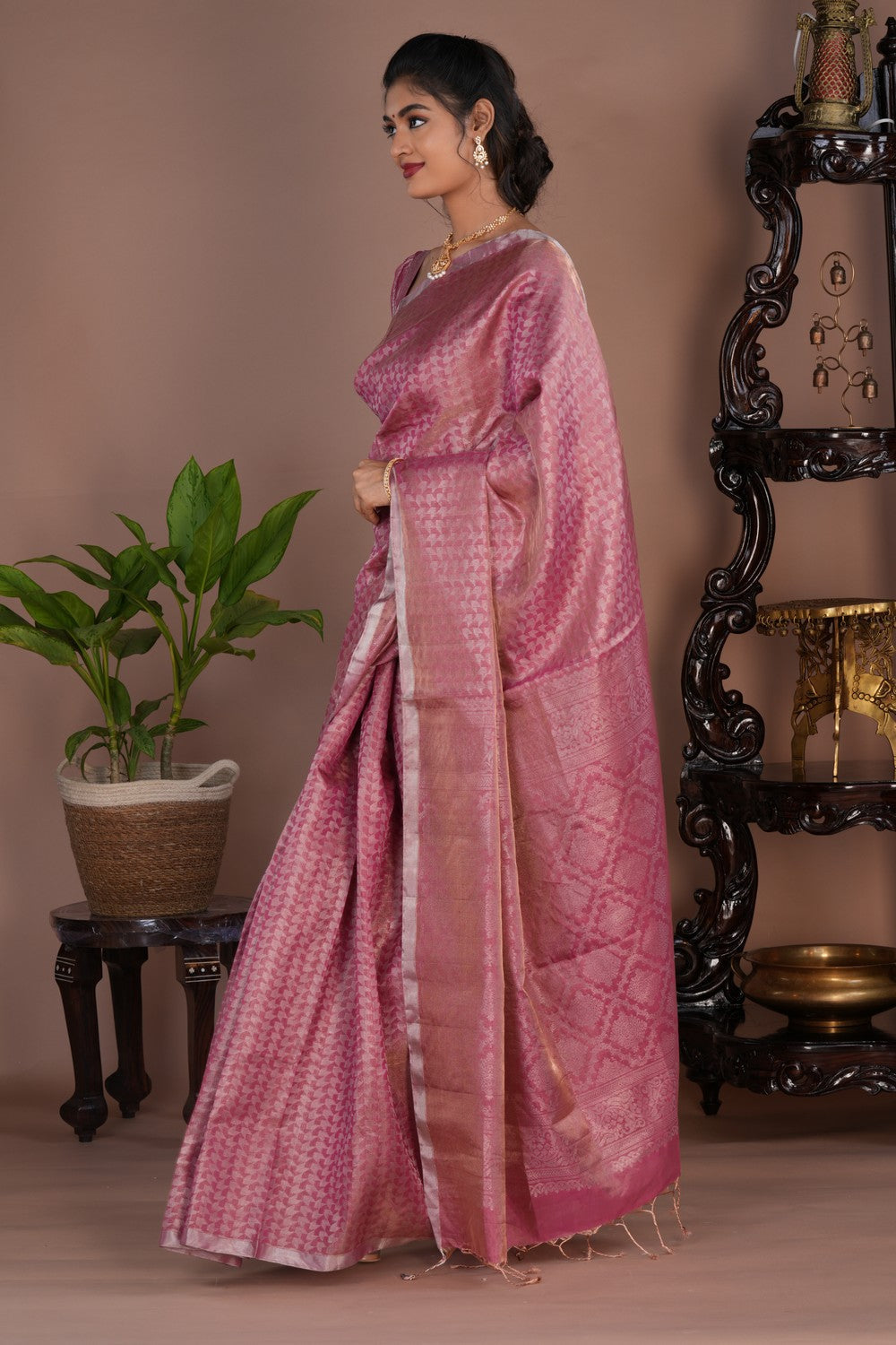 Image of South Tissue Silk Pink Saree